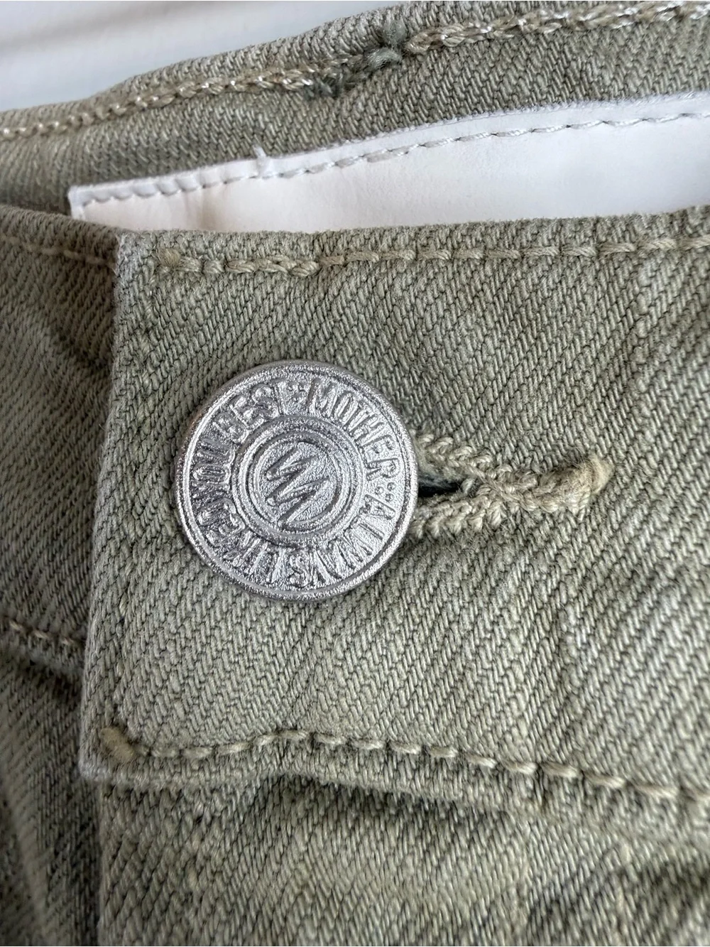 MOTHER The Dodger Short Fray Olive Green Denim Shorts Size 27 Made in USA